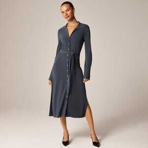 J. Crew Midi Shirt Dress in Matte Jersey Gray New With Tag